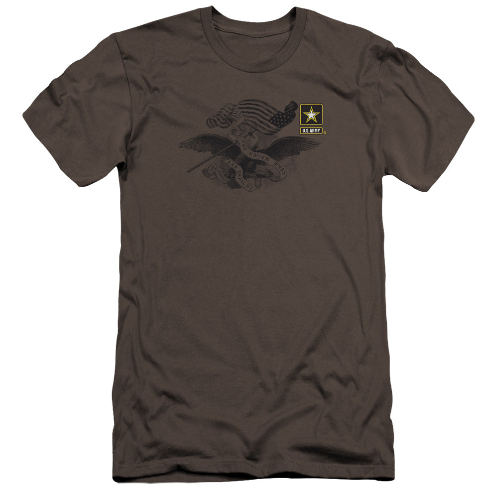 Army Left Chest Premium Bella Canvas Slim Fit Mens T Shirt Charcoal - clothing by TeeHivey.com (Image 1)