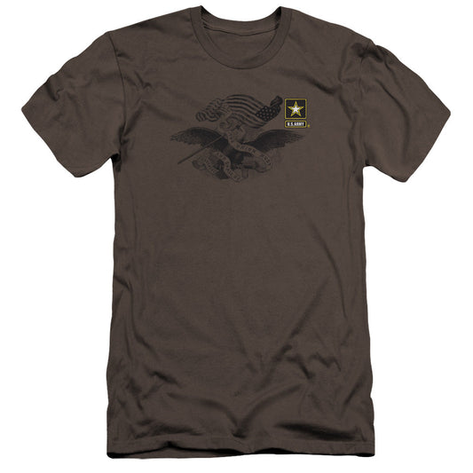 Army Left Chest Premium Bella Canvas Slim Fit Mens T Shirt Charcoal - clothing by TeeHivey.com (Image 1)
