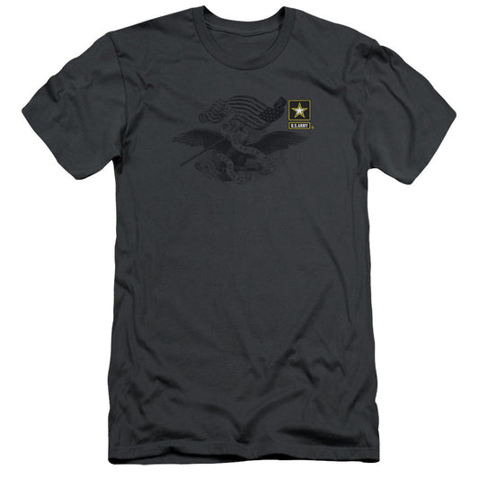 Army Left Chest Slim Fit Mens T Shirt Charcoal - clothing by TeeHivey.com