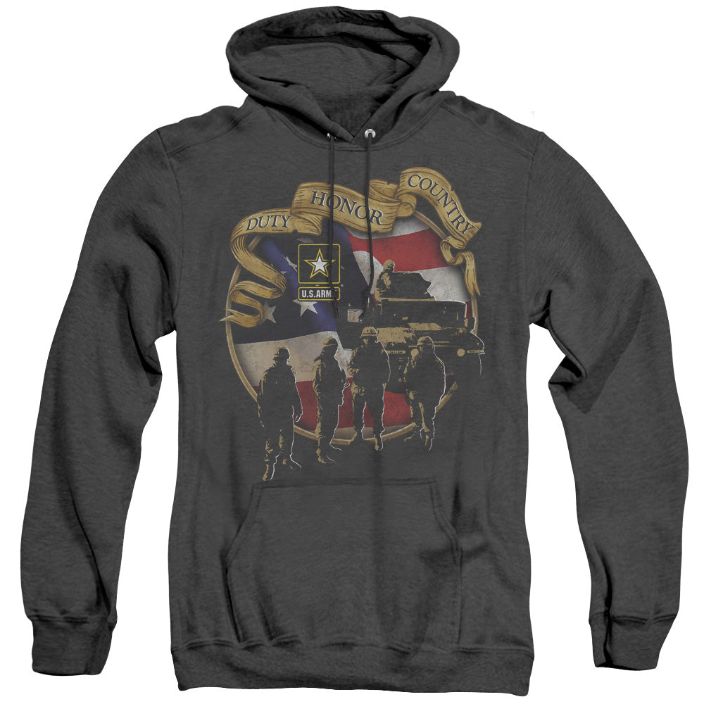 Army Duty Honor Country Mens Heather Hoodie Black - clothing by TeeHivey.com (Image 1)