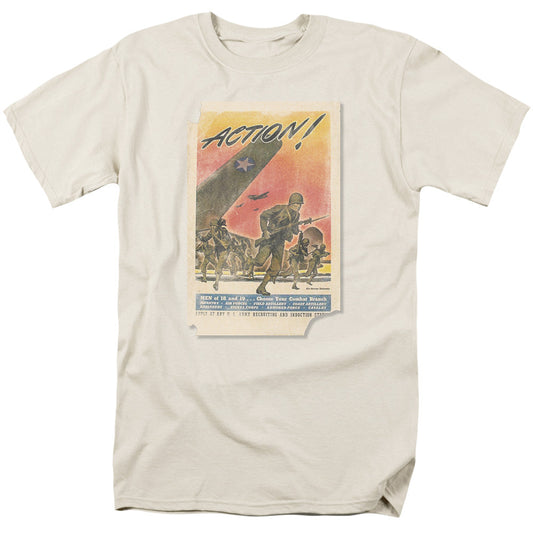 Army Action Poster Mens T Shirt Cream
