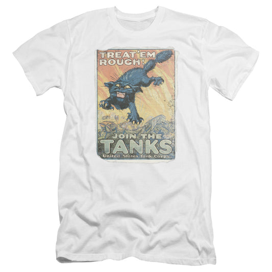 Army Treat Em Rough Premium Bella Canvas Slim Fit Mens T Shirt White