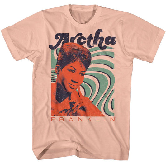 Aretha Franklin - Waves - American Classics - Solid Orange Adult Short Sleeve T-Shirt - clothing by TeeHivey.com (Image 1)