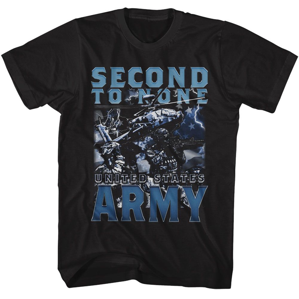 US Army - Second To None - American Classics - Solid Black Adult Short Sleeve T-Shirt - clothing by TeeHivey.com (Image 1)