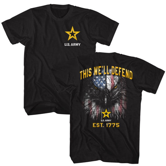 US Army - Well Defend - American Classics - Solid Black Adult Short Sleeve T-Shirt - clothing by TeeHivey.com (Image 1)