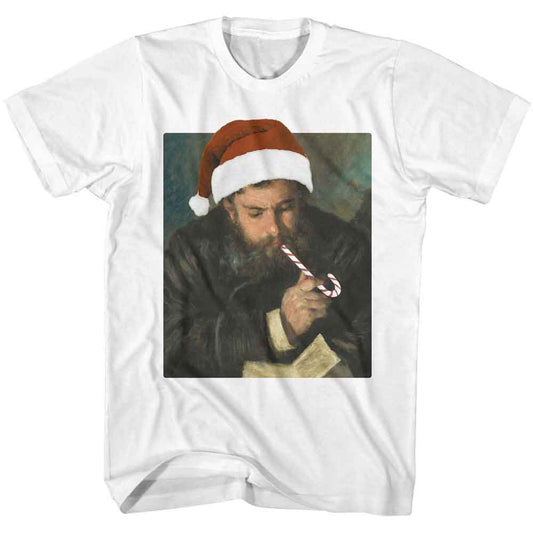 Art Gallery - Monet By Renoir In Santa Hat - American Classics - Solid White Adult Short Sleeve T-Shirt