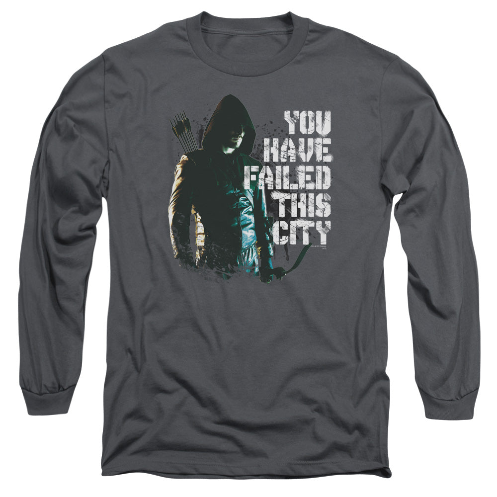 Arrow You Have Failed Mens Long Sleeve Shirt Charcoal - clothing by TeeHivey.com (Image 2)