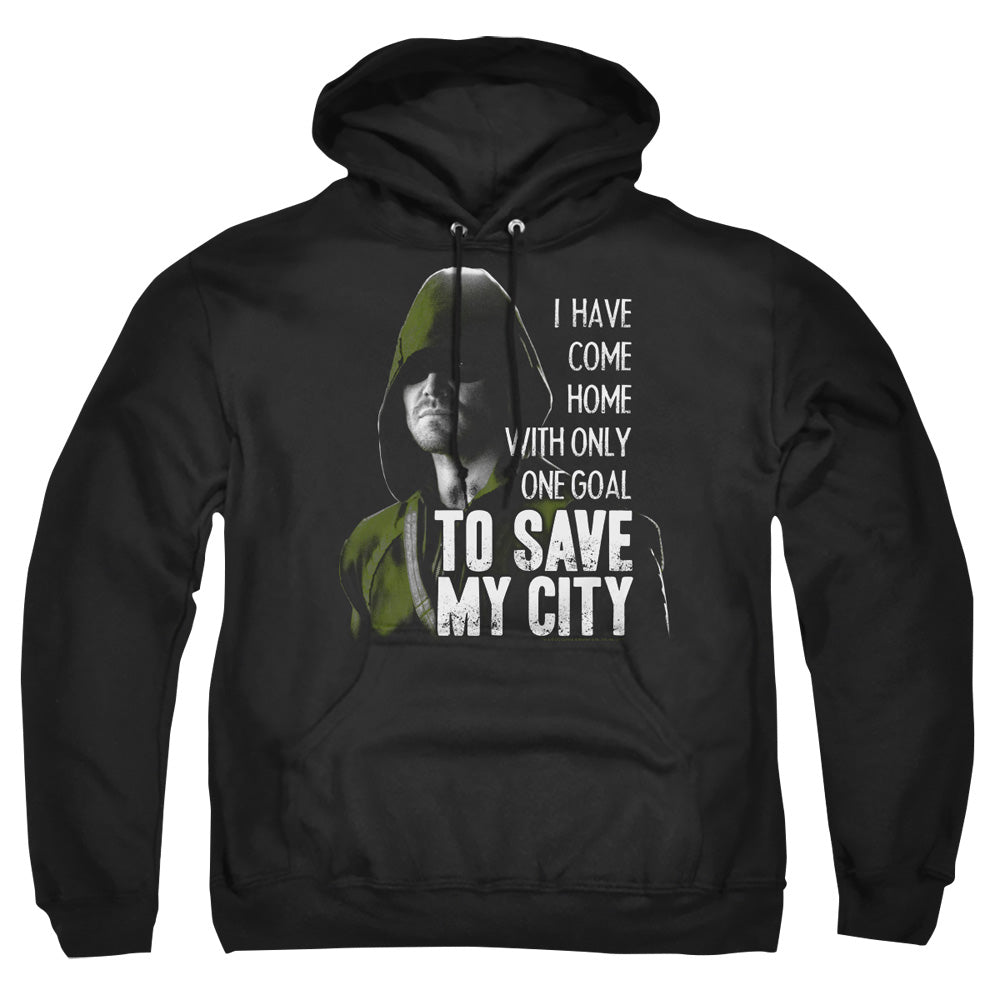 Arrow Save My City Mens Hoodie Black - clothing by TeeHivey.com (Image 1)