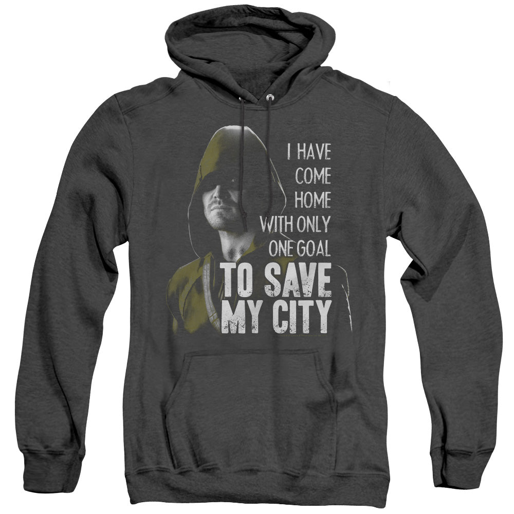 Arrow Save My City Heather Mens Hoodie Black - clothing by TeeHivey.com