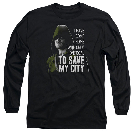 Arrow Save My City Mens Long Sleeve Shirt Black - clothing by TeeHivey.com (Image 1)