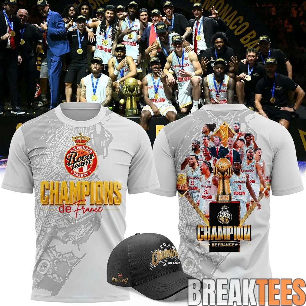 AS Monaco Basket 2026 Betclic Élite Champions Two-Sided Graphic T-Shirt