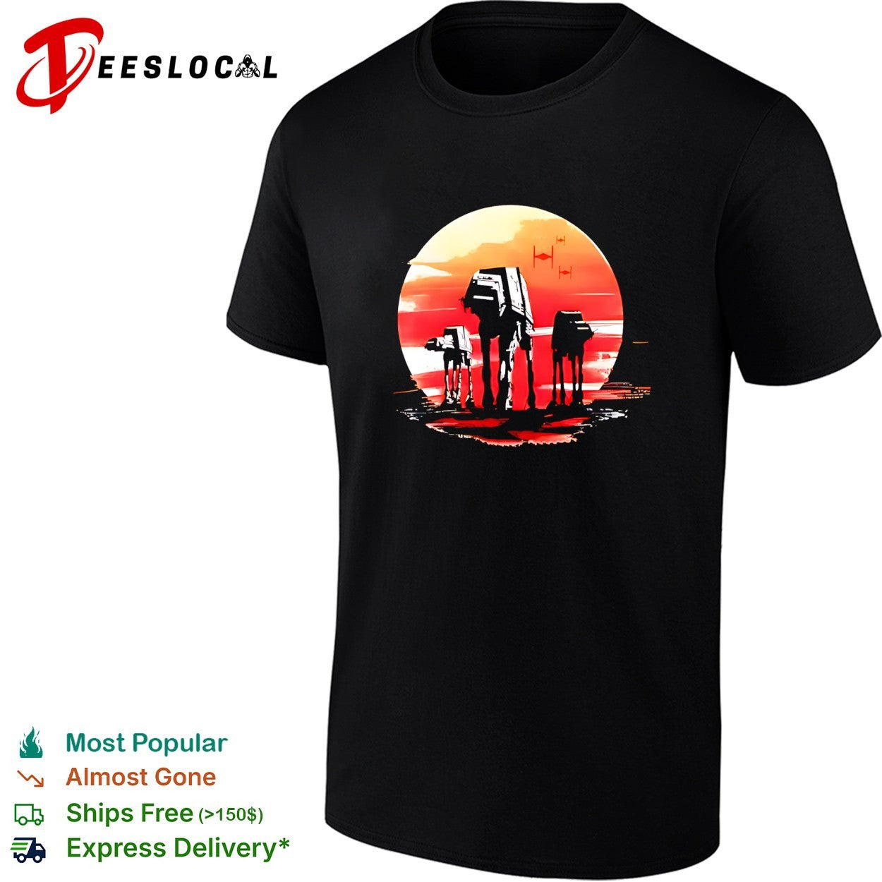 AT-AT Walkers Star Wars Imperial Forces TIE Fighters Sunset Battle retro shirt