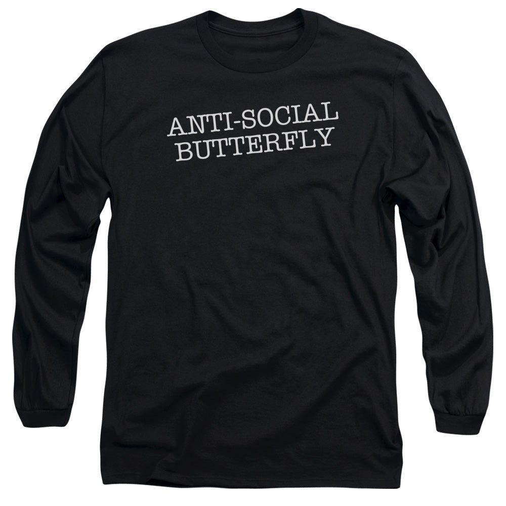 Antisocial Butterfly Mens Long Sleeve Shirt Black - clothing by TeeHivey.com (Image 1)