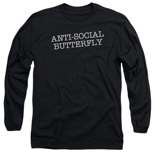 Antisocial Butterfly Mens Long Sleeve Shirt Black - clothing by TeeHivey.com (Image 1)