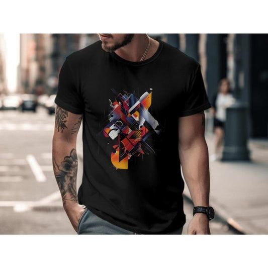 Abstract Art Men's T-Shirt, Geometric Design Tee, Modern Graphic Shirt, Short and Long Sleeve Options made in usa