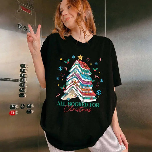 Acotar All Booked For Christmas Sweatshirt, Christmas Bookish Tee Shirt, SJM Christmas Shirt, Christmas Book Tree Sweater, Gift For Bookworm