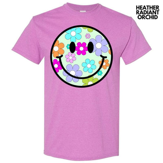 Adorable Floral Happy Face Gildan Short Sleeve T-Shirt 'NLB'