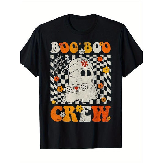 Adult Cotton Casual T-Shirt with Geometric Pattern and Applique - Unisex Crew Neck Knit Fabric Top for All Seasons, Suitable for Sports, Yoga, and Festive Occasions Made in USA