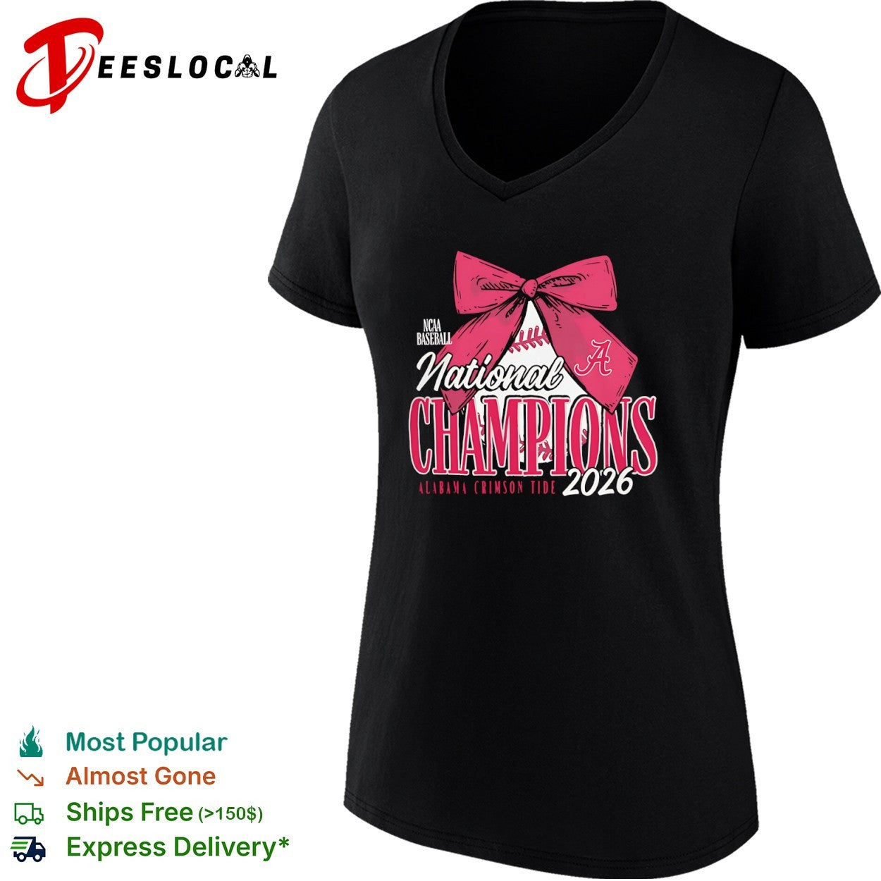 Alabama Crimson Tide NCAA Baseball National Champions 2026 Bow shirt