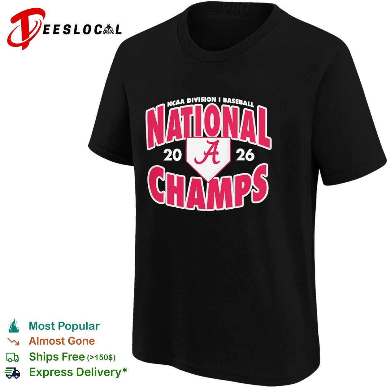 Alabama Crimson Tide NCAA Division I Baseball National Champs 2026 shirt