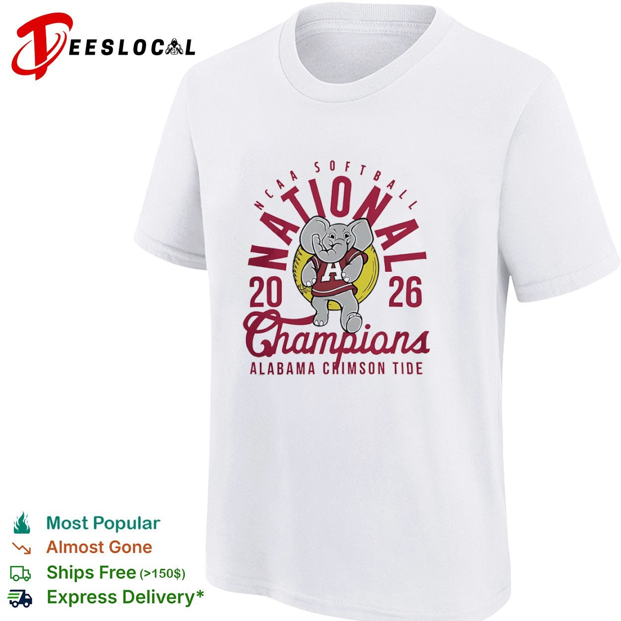 Alabama Crimson Tide NCAA Softball National 20 26 Champions mascot logo shirt