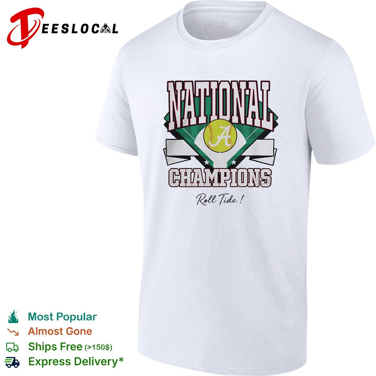 Alabama Crimson Tide National Champions Roll Tide Softball Shirt