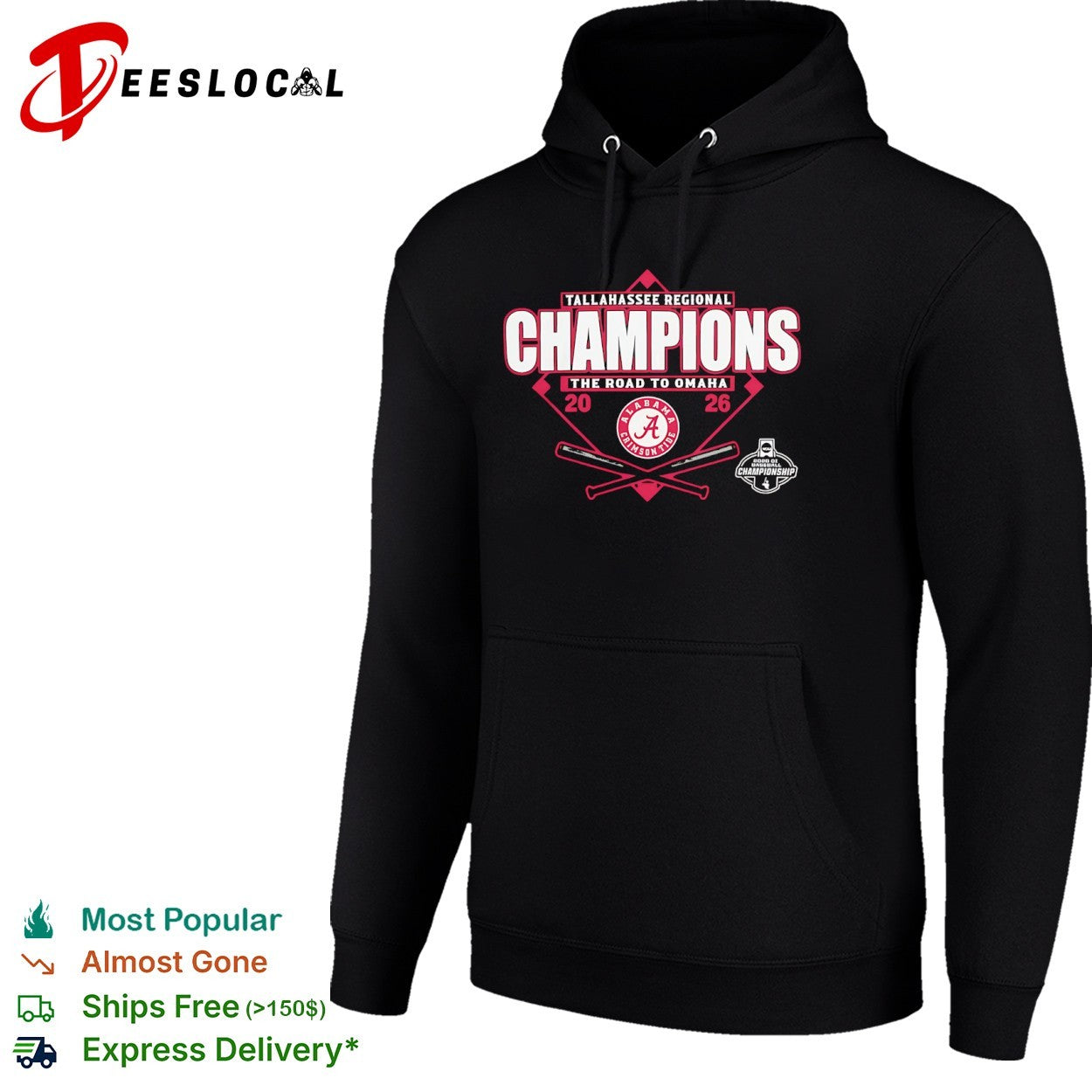 Alabama Crimson Tide Tallahassee Regional Champions The Road to Omaha 2026 shirt