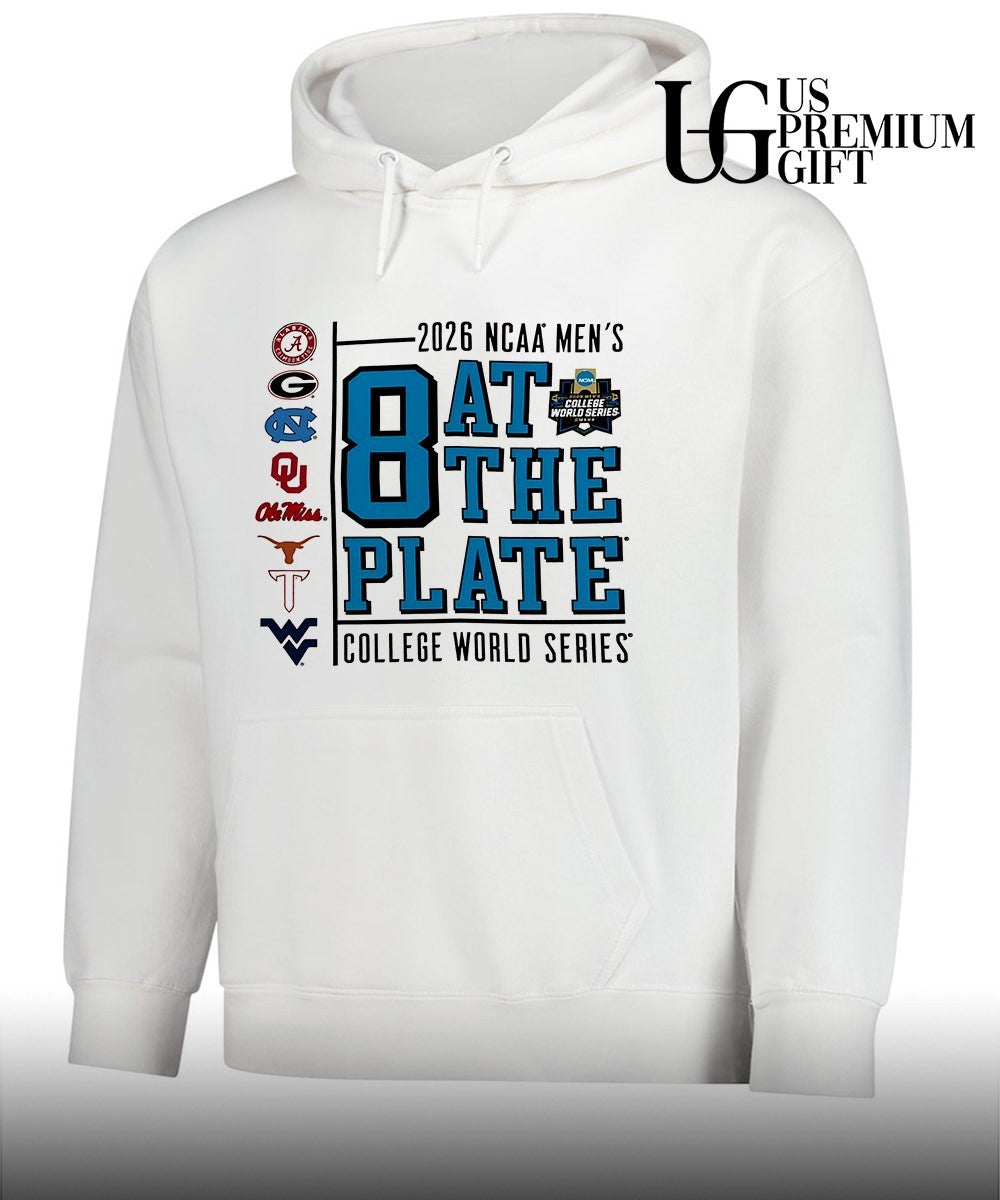 Alabama Georgia North Carolina Oklahoma Ole Miss Texas Texas Tech West Virginia 2026 NCAA Men’s 8 at the Plate College World Series shirt
