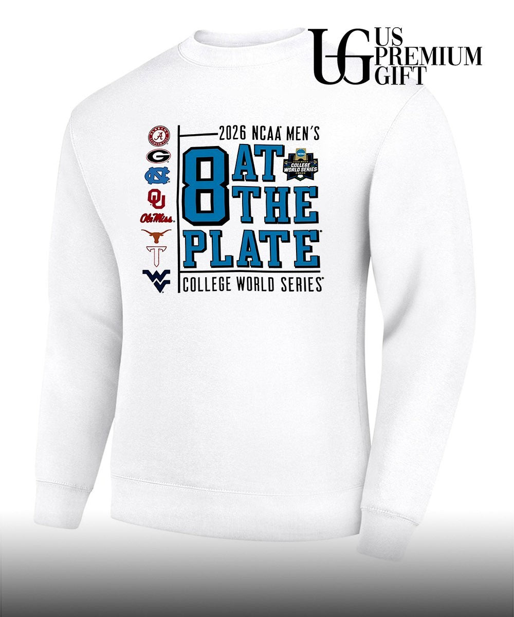 Alabama Georgia North Carolina Oklahoma Ole Miss Texas Texas Tech West Virginia 2026 NCAA Men’s 8 at the Plate College World Series shirt