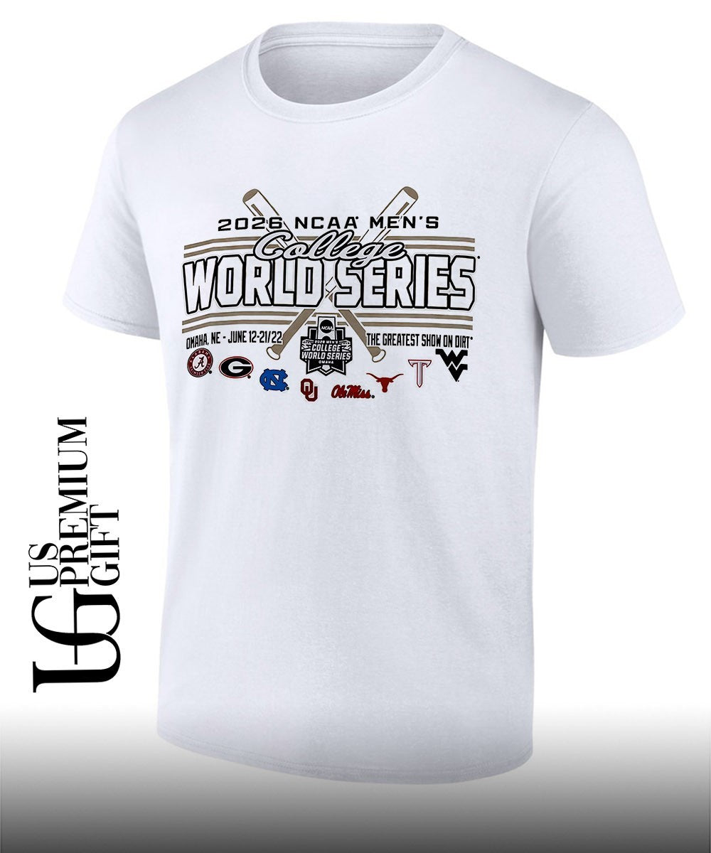 Alabama Georgia North Carolina Oklahoma Ole Miss Texas Texas Tech West Virginia 2026 NCAA Men’s College World Series The Greatest Show on Dirt shirt
