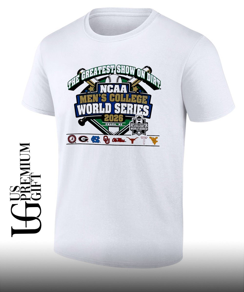 Alabama Georgia North Carolina Oklahoma Ole Miss Texas Texas Tech West Virginia NCAA Men’s College World Series 2026 The Greatest Show on Dirt shirt