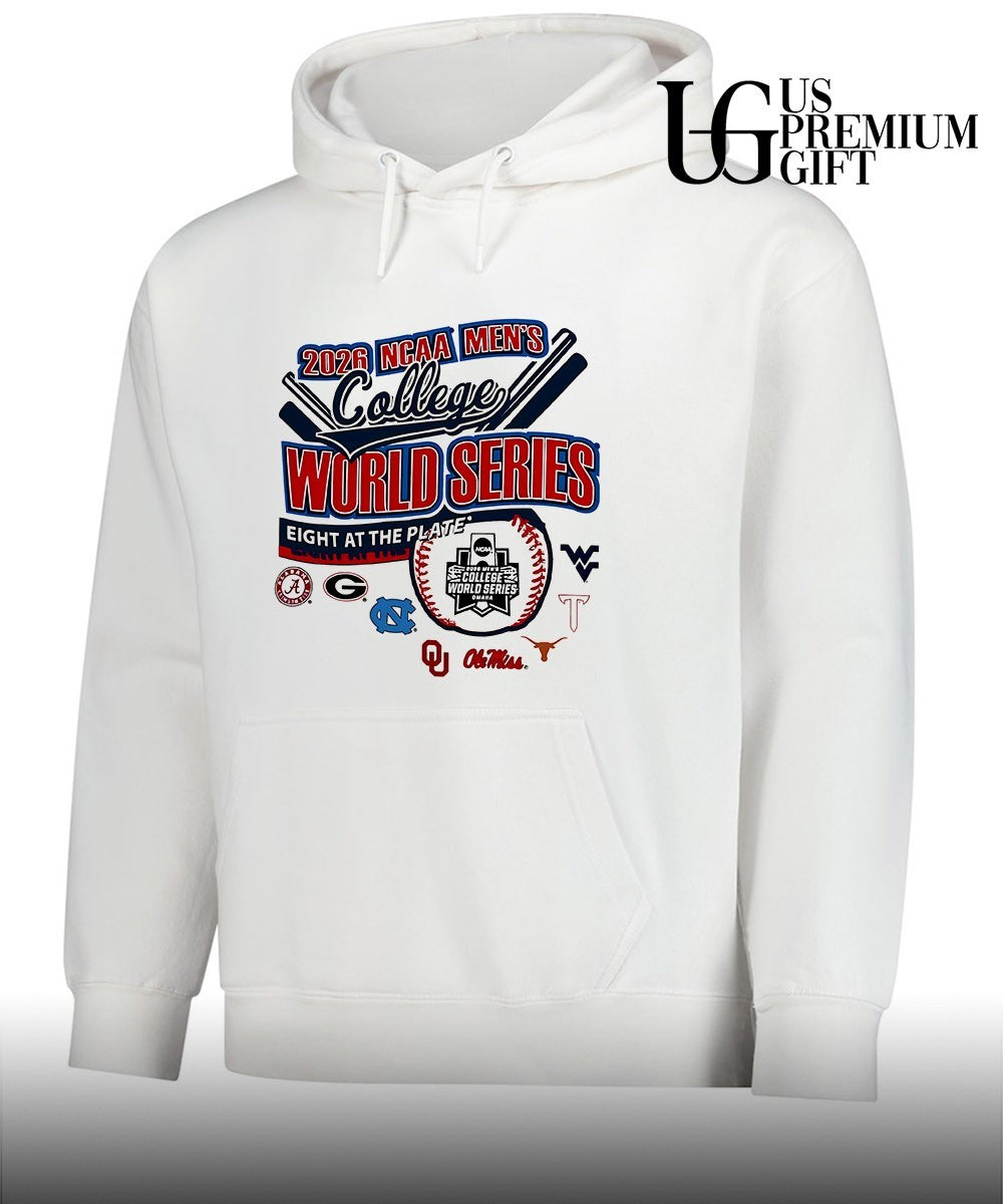 Alabama Georgia North Carolina Oklahoma Ole Miss West Virginia Texas 2026 NCAA Men’s College World Series Eight at the Plate shirt