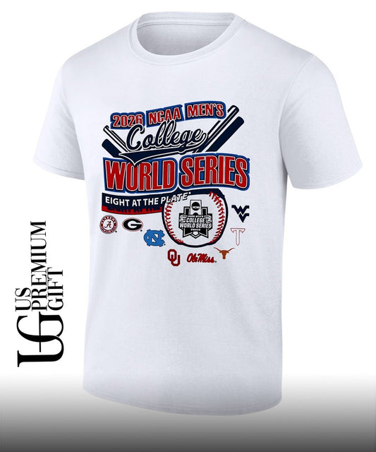 Alabama Georgia North Carolina Oklahoma Ole Miss West Virginia Texas 2026 NCAA Men’s College World Series Eight at the Plate shirt