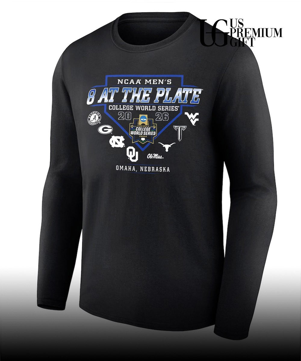 Alabama Georgia North Carolina Oklahoma Texas Troy West Virginia Ole Miss 2026 NCAA Men’s 8 at the Plate College World Series shirt