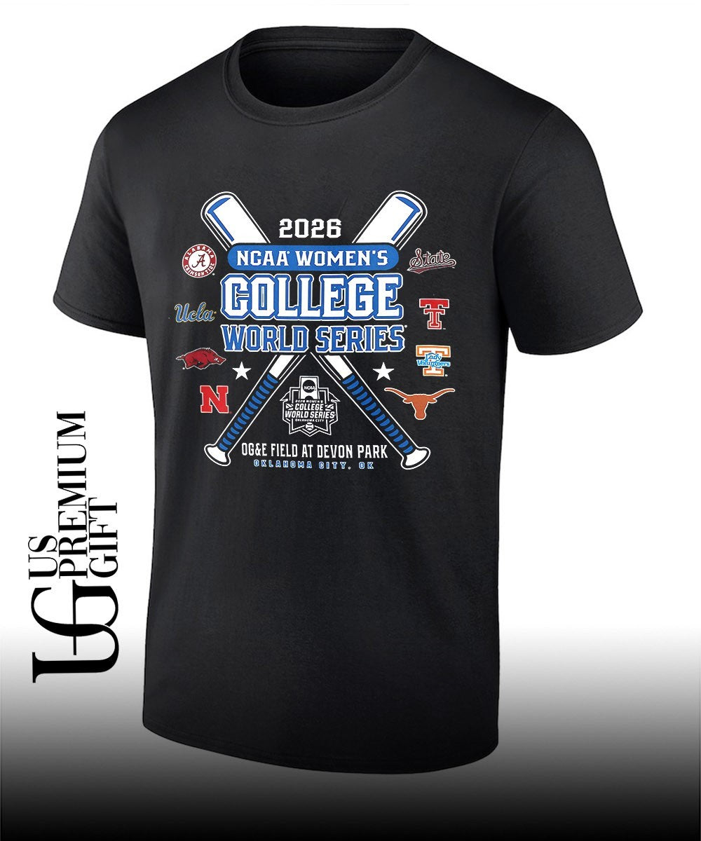 Alabama UCLA Arkansas Nebraska Mississippi State Texas Tech Tennessee Softball 2026 NCAA Women’s College World Series shirt