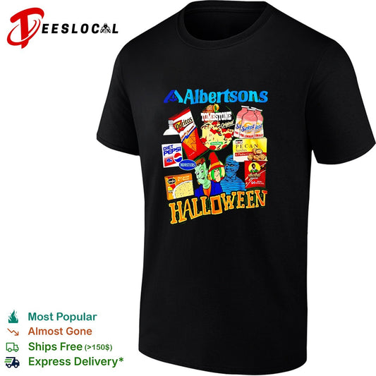 Albertsons Halloween treats candy monsters retro design shirt
