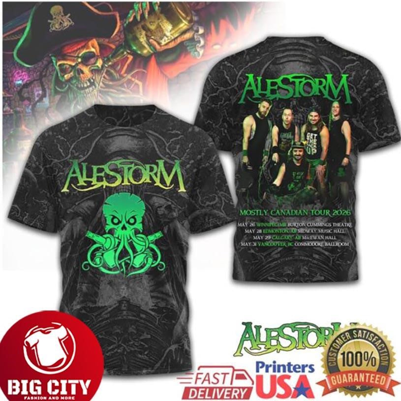 Alestorm Mostly Canadian Tour 2026 Pirate Metal All Over Print Two Sided Shirt