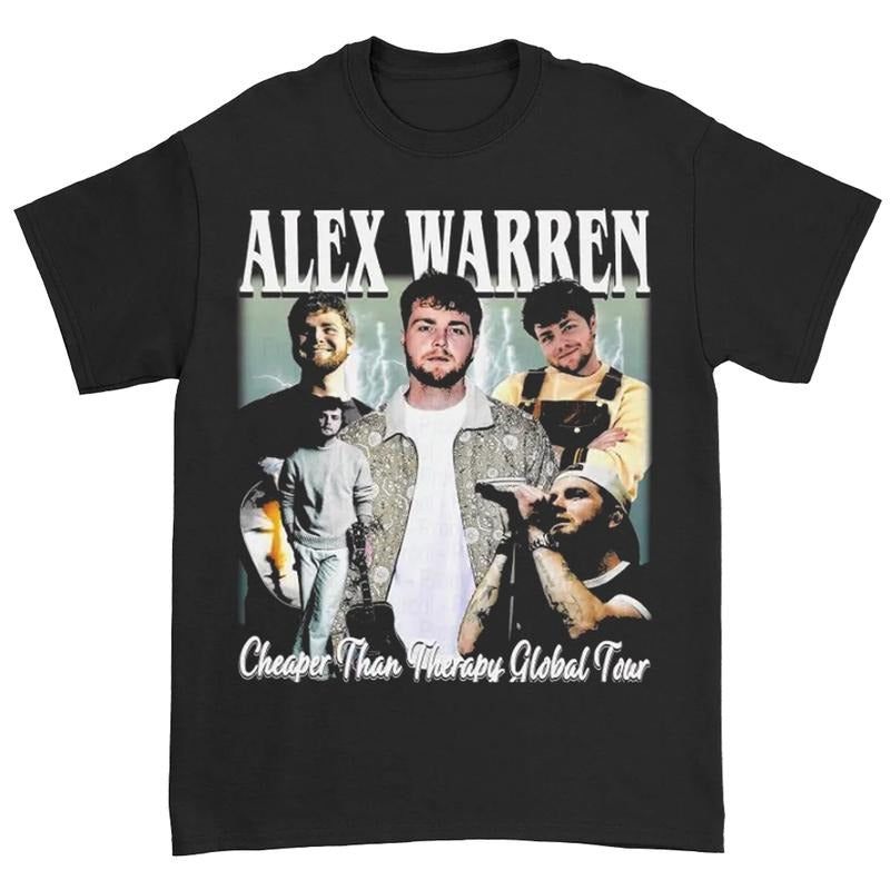 Alex Warren Global Tour T-Shirt, Cheaper Than Therapy Concert Tee, Tour Music Merch, Unisex Graphic Band Shirt, Fan Gift