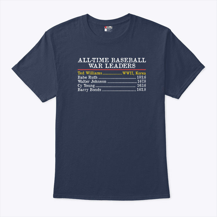 All-Time Baseball War Leaders Ted Williams T Shirt