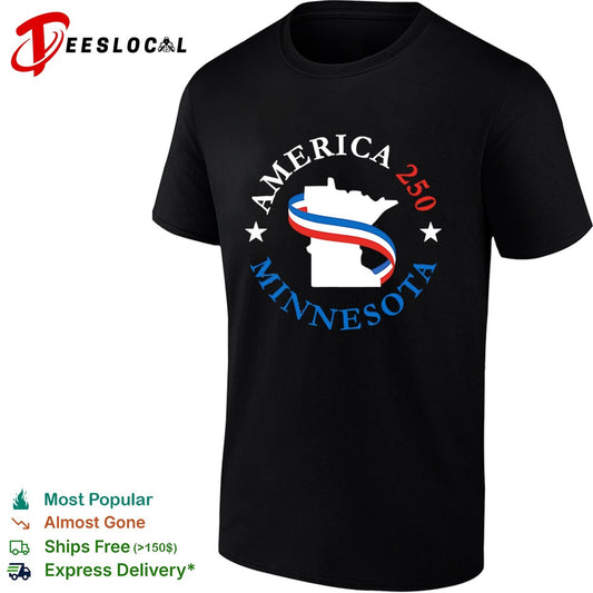 America 250 Minnesota State Outline Patriotic Ribbon shirt