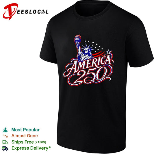 America 250 Statue of Liberty Torch Stars Stripes Red White and Blue Patriot shirt