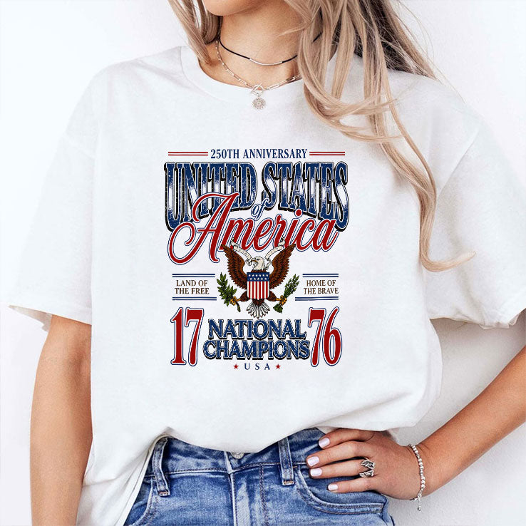 America 250th Anniversary United States Of America 1776 National Champions Patriotic Eagle 4th Of July T Shirt