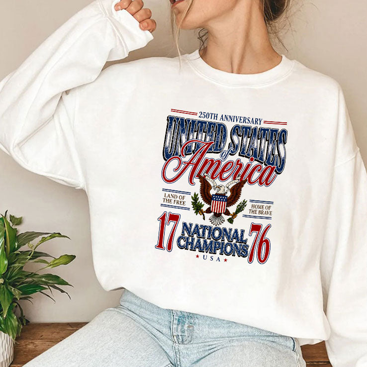 America 250th Anniversary United States Of America 1776 National Champions Patriotic Eagle 4th Of July T Shirt