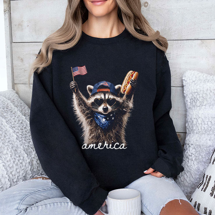 America Raccoon Hot Dog 4th Of July T Shirt