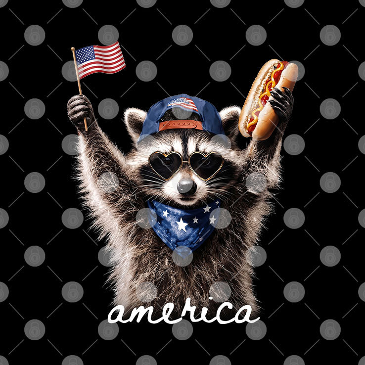 America Raccoon Hot Dog 4th Of July T Shirt