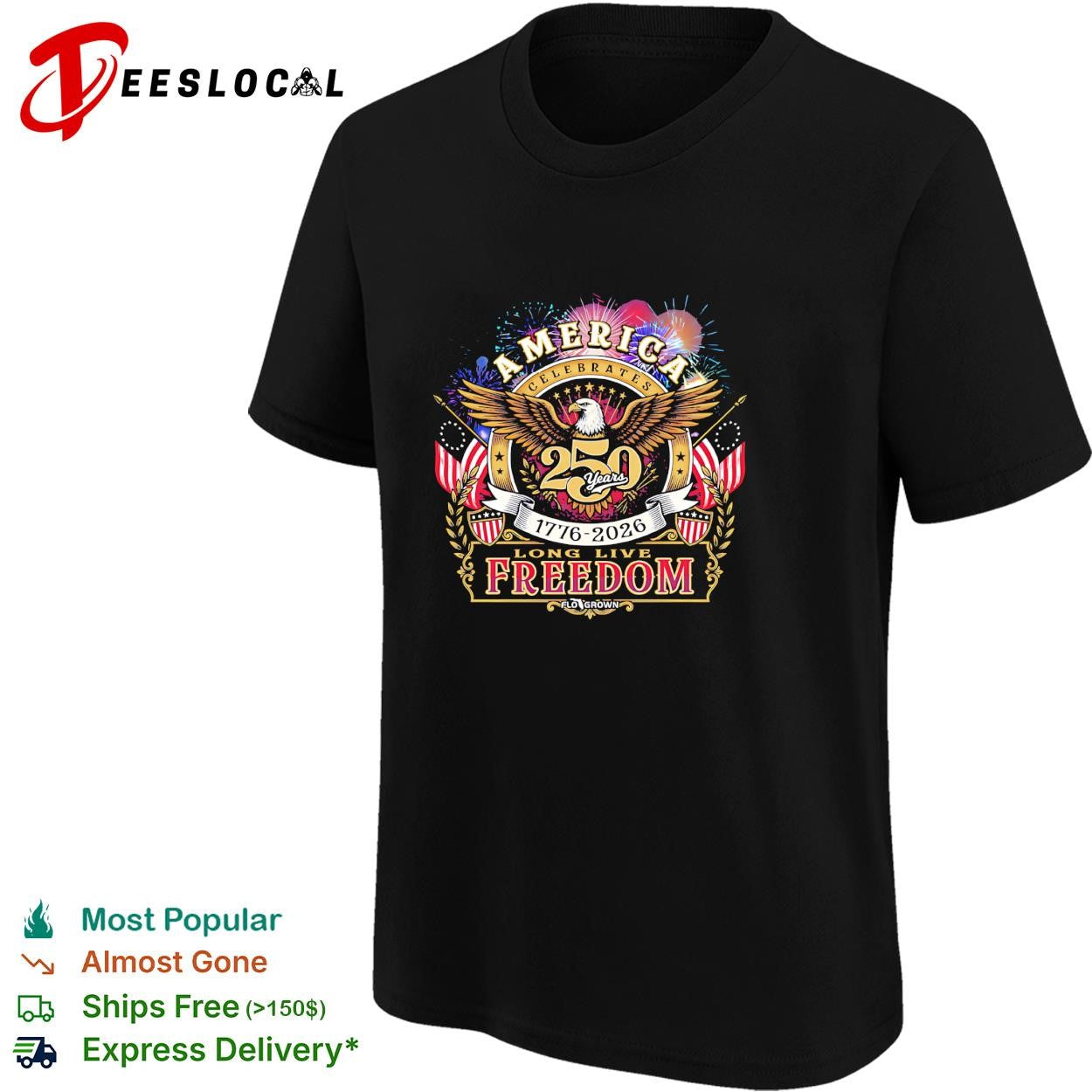 America celebrates 250 years 1776 2026 long live freedom eagle graphic shirt