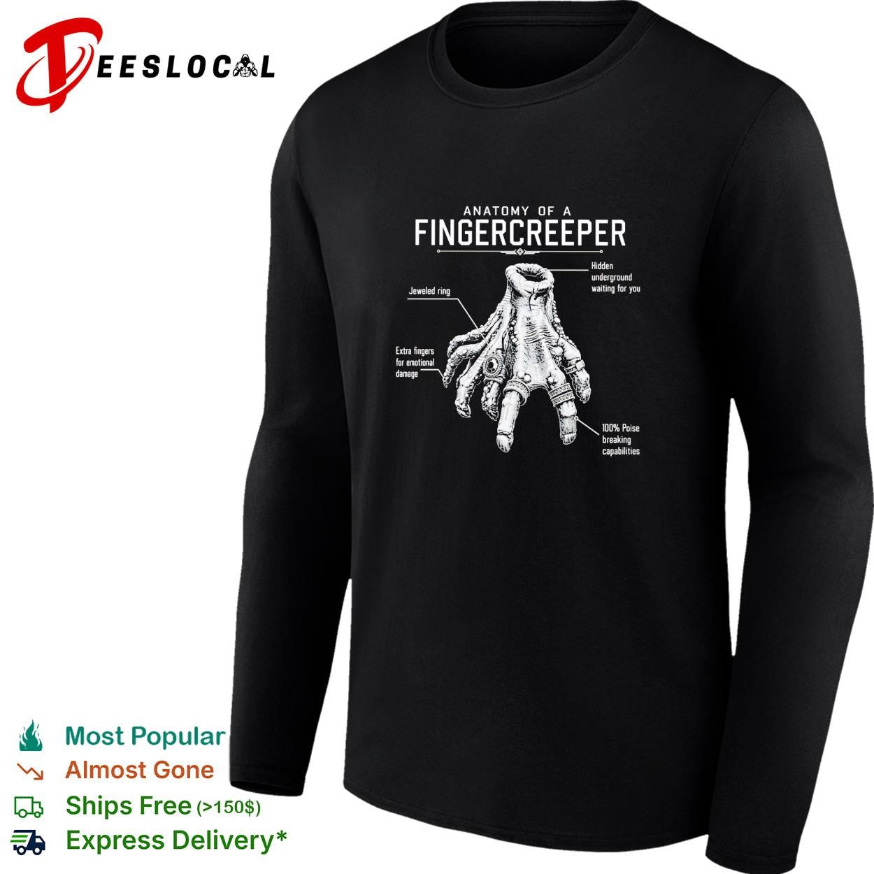 Anatomy of a fingercreeper monster hand labeled diagram fantasy shirt