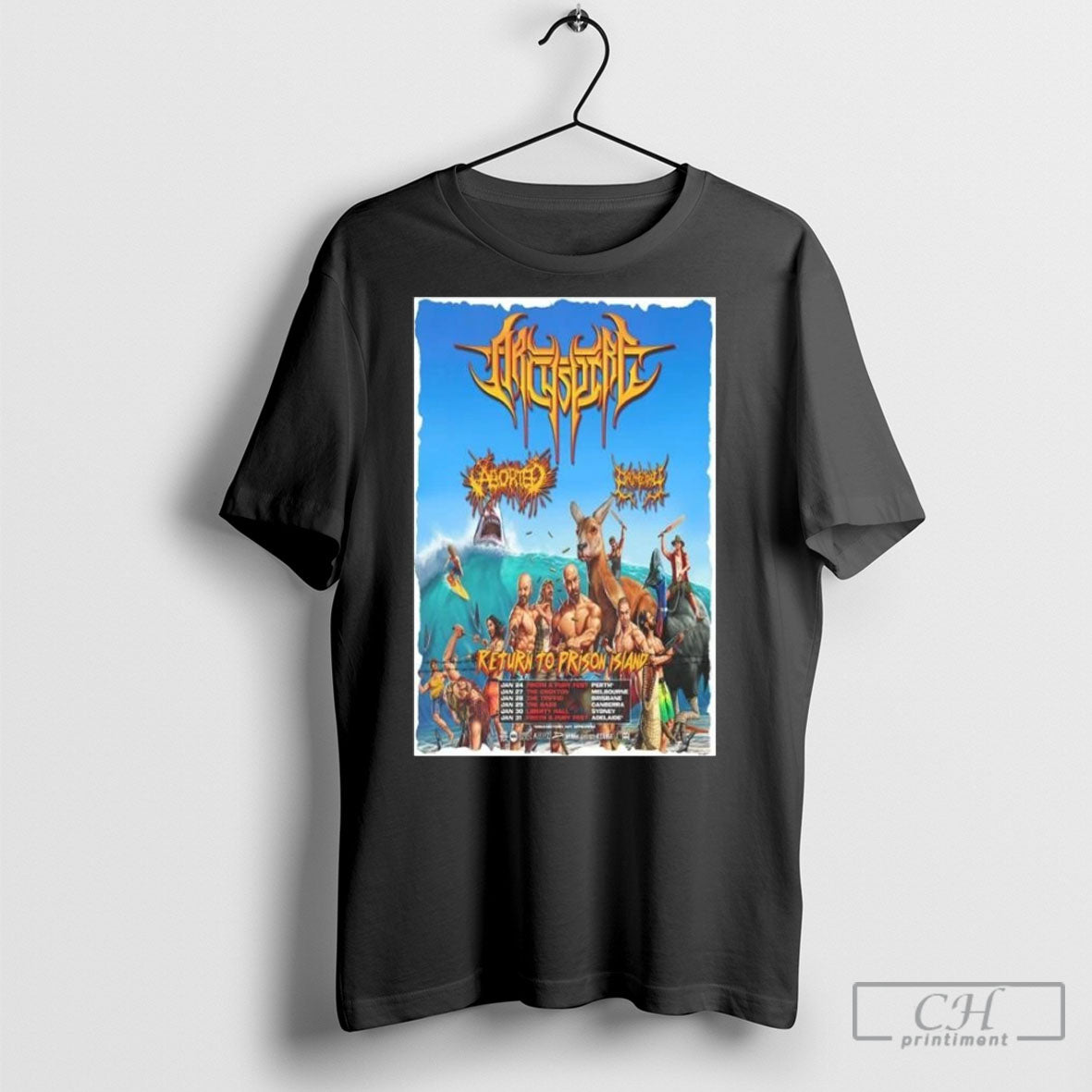Archspire Return To Prison Island Tour 2026 Poster T Shirts