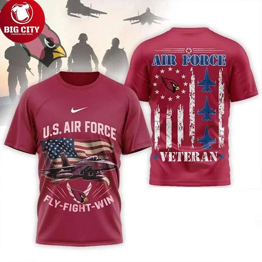 Arizona Cardinals 2026 US Air Force Fly Fight Win Veteran Special Edition Two Sided Shirt