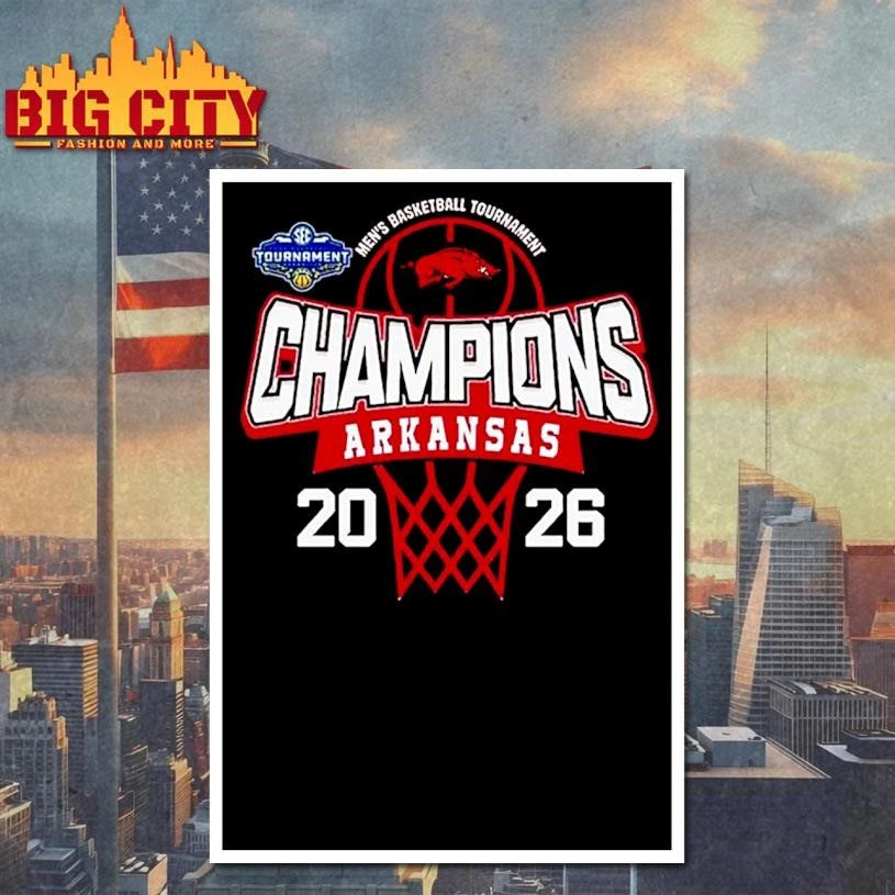 Arkansas Razorbacks 2026 SEC Men’s Basketball Tournament Champions Logo Mascot Shirt